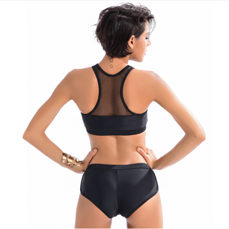 Ladies' swimwear with mesh top sports bra style OEM