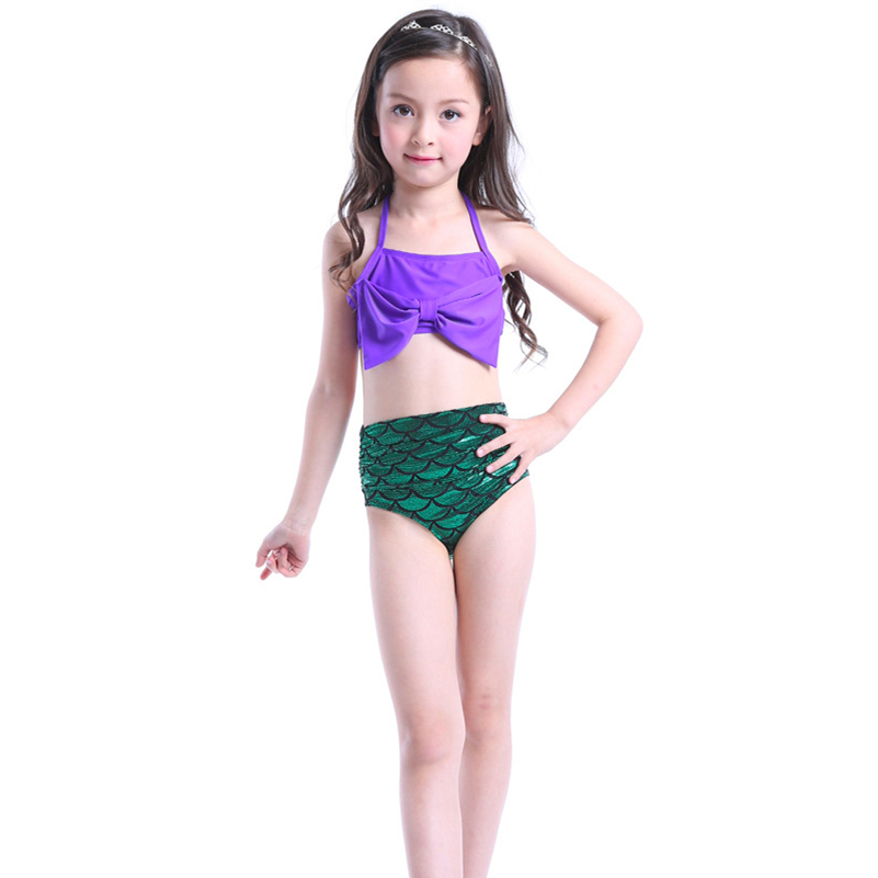 Girls swimwear mermaid printing shinning children swimsuit OEM