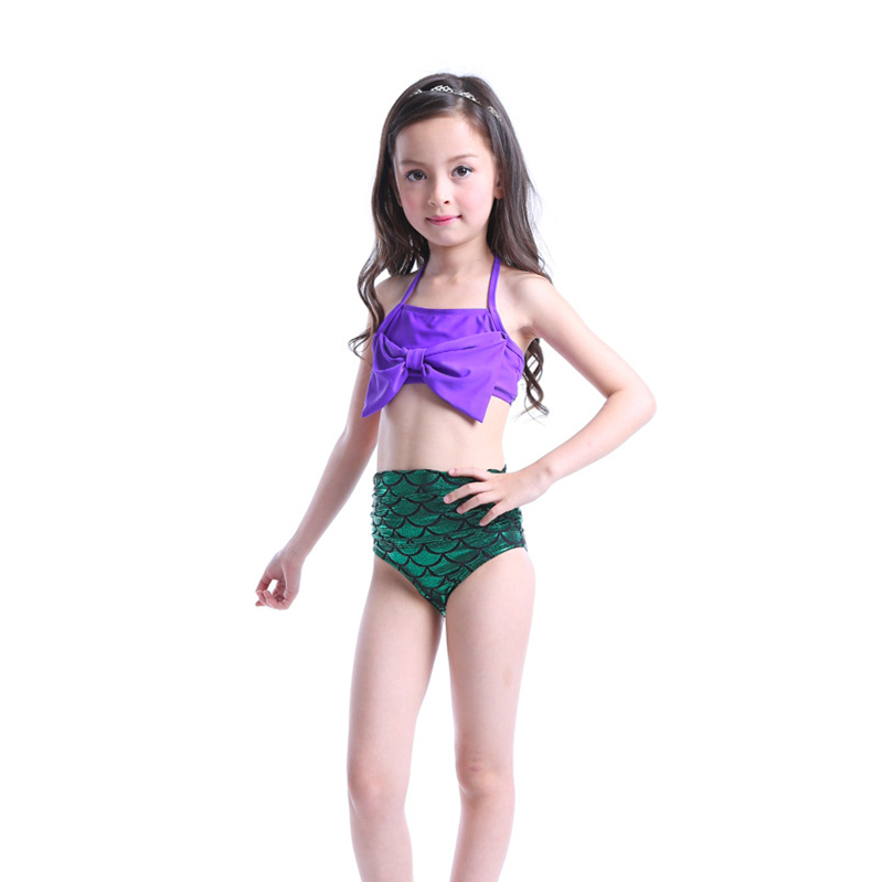 Girls swimwear mermaid printing shinning children swimsuit OEM