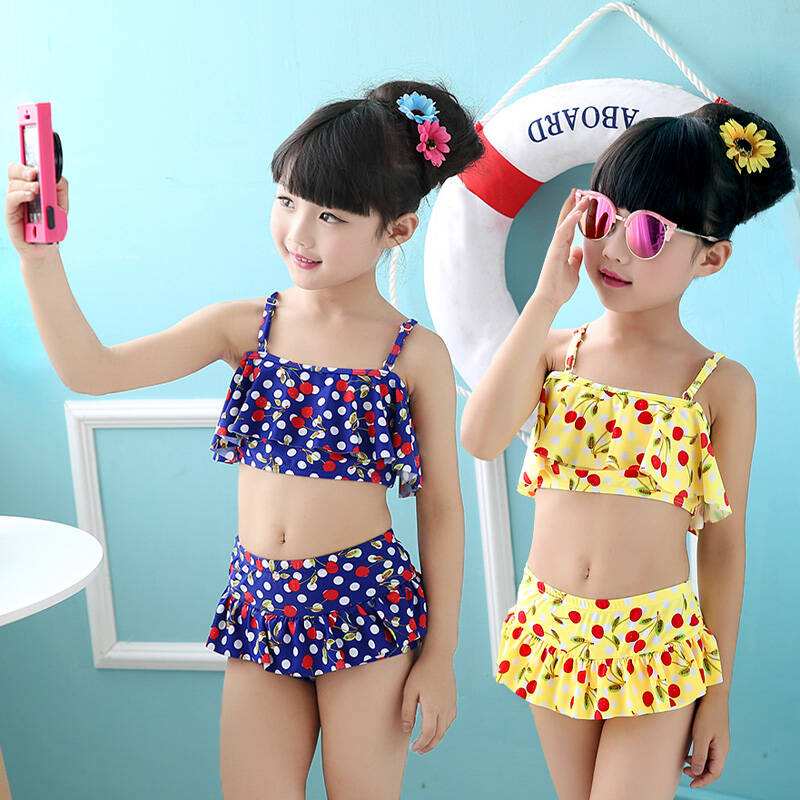 Girls floral printing bikini set muti-color
