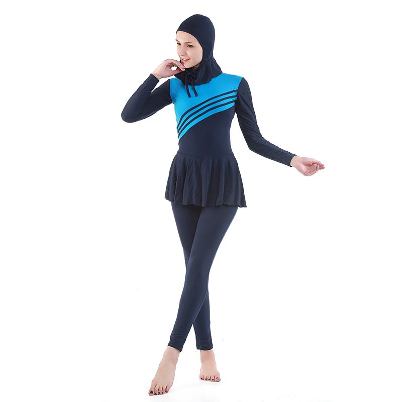Muslim swimwear ladies swimsuit with headgear multi-color OEM service