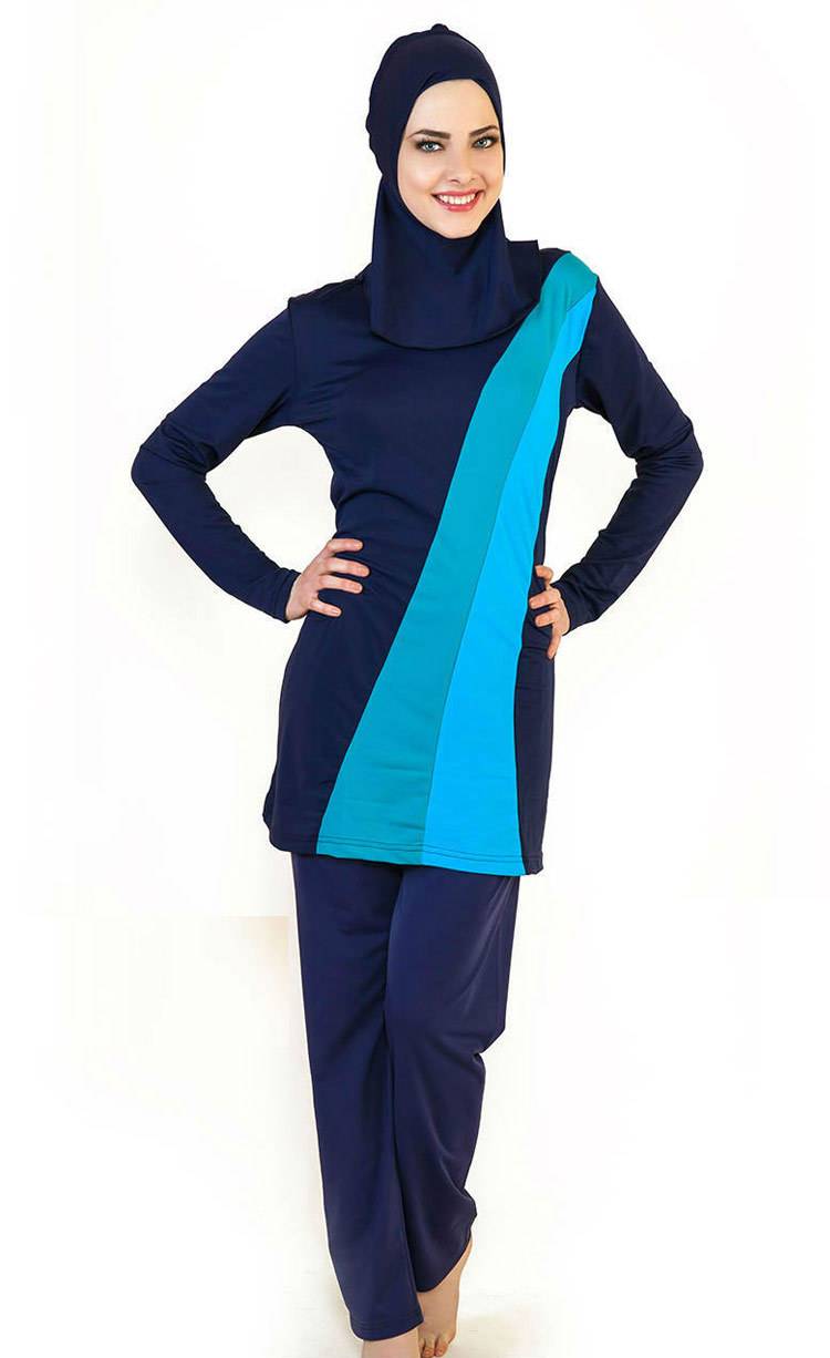 Muslim swimwear ladies swimsuit with headgear multi-color OEM service