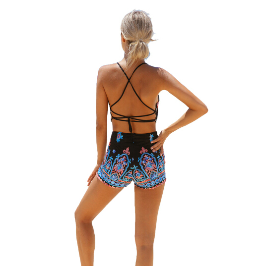 Ladies swimwear lacing back two pieces beachwear OEM service